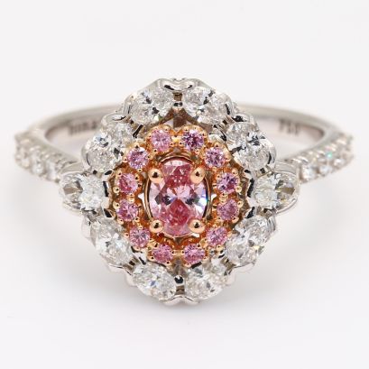 The Nirvana Crescendo Exhibition 5P GIA   Argyle certified pink diamond oval-cut halo ring