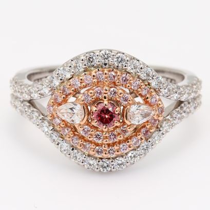 The Paradisa Crescendo Exhibition FDP GIA and Delta certified Argyle pink diamond round-cut halo ring