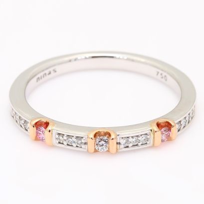 Trio Argyle pink and Argyle blue diamond ring