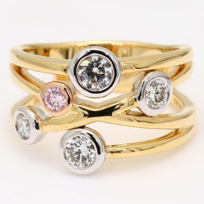 Bubbles white and GIA-certified Argyle pink diamond dress ring