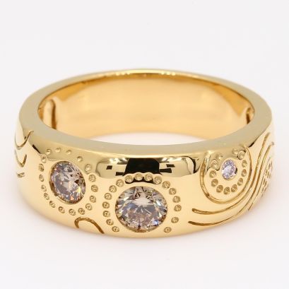 Dreaming Argyle pink and champagne diamond etched ring