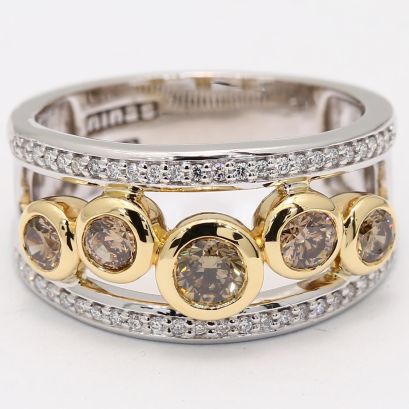 Pathway champagne and white diamond dress ring