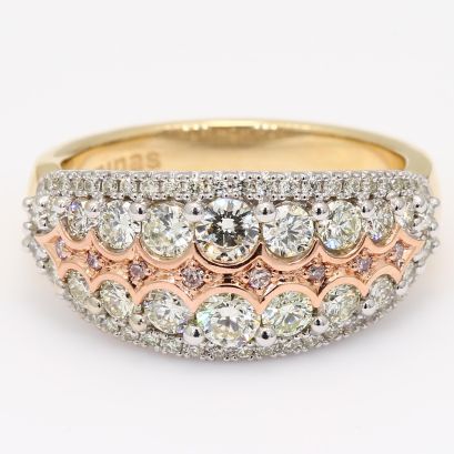 Meander Argyle pink champagne and white diamond dress ring