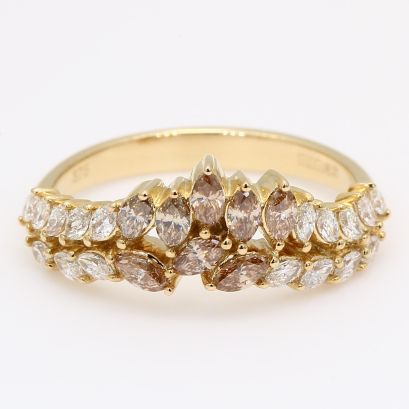 Menzel marquise-cut champagne and white diamond ring