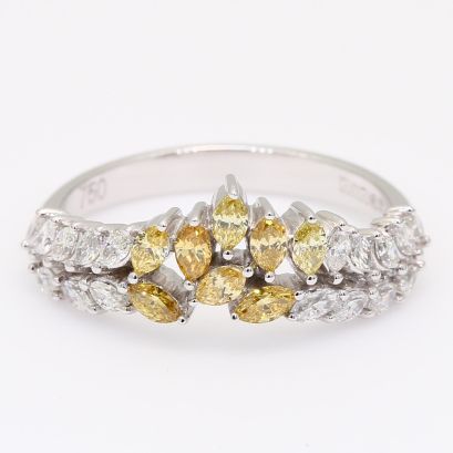 Menzel marquise-cut fancy yellow and white diamond ring