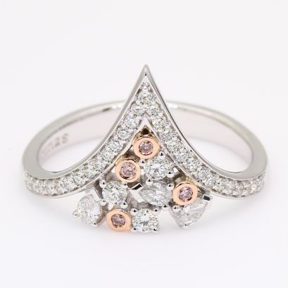 Lilibet Argyle light pink champagne and white diamond dress ring