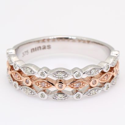 Trivium Argyle light pink champagne and white diamond dress ring