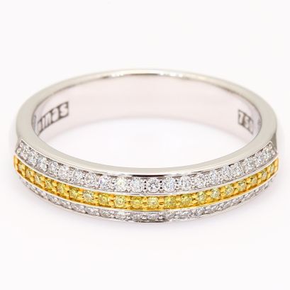 Ombre white and yellow diamond dress ring