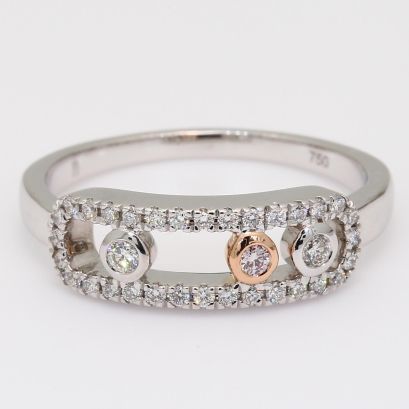 Cylindria Argyle pink and white diamond ring