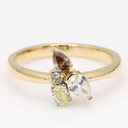 Rita pear oval and round-cut rainbow diamond ring