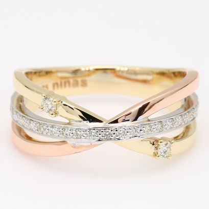 Perseus white diamond three-tone gold dress ring