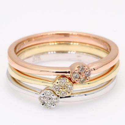 Heron champagne diamond three-ring stack