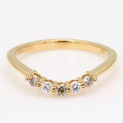 Convex champagne and white diamond stackable ring
