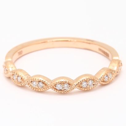 Hepburn White Diamond Art Deco Wedding Band