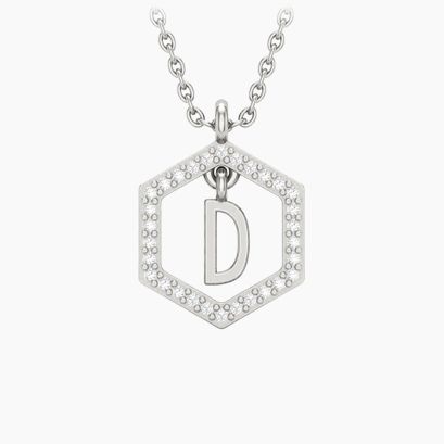Insignia D white diamond sterling silver initial necklace