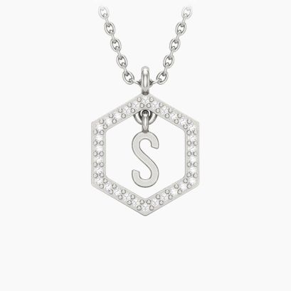 Insignia C white diamond sterling silver initial necklace