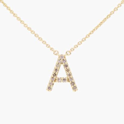 Love Letter A champagne diamond necklace