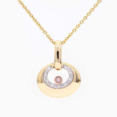 Crescent Argyle light pink champagne and white diamond pendant