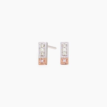 Manila Argyle light pink champagne and white diamond bar earrings