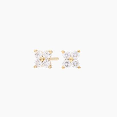 Flora white diamond flower stud earrings