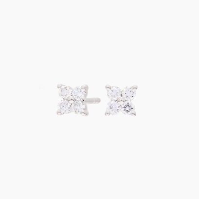 NXT Flora white diamond flower stud earrings