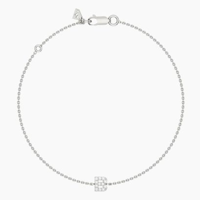 Lexicon white diamond B initial bracelet