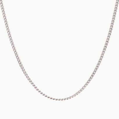 50cm 9 karat white gold diamond cut curb chain
