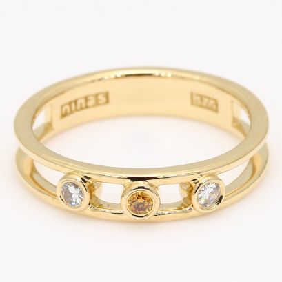 Rialto orange and white round-cut diamond three-stone ring