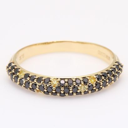 Taipan black and yellow pave diamond band ring