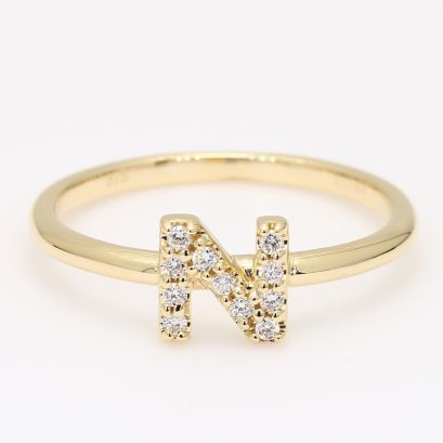 Love Letter N white diamond ring