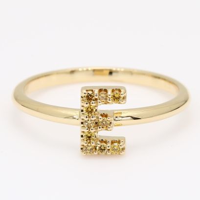 Love Letter E fancy orange diamond ring