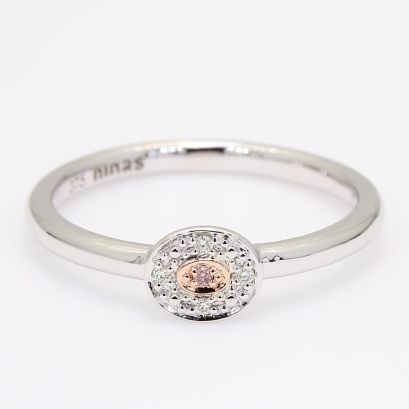 Isla Argyle light pink champagne and white diamond halo ring