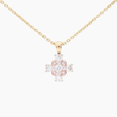 North Cross white and Argyle light pink champagne diamond cross pendant