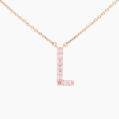 Love Letter L fancy purple diamond necklace