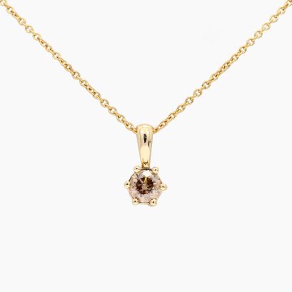 Sparkling solitaire 0.40 carat champagne diamond necklace