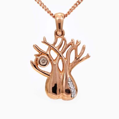 Twin Boab champagne and white diamond necklace