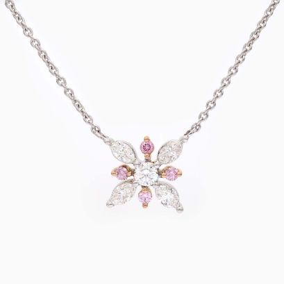 Polaris Argyle pink and white marquise-cut diamond necklace
