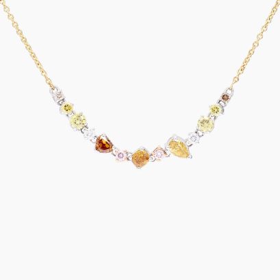 Jubilee heart pear cushion and round-cut rainbow diamond necklace