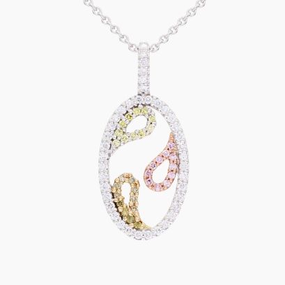 Cashmere Argyle pink and rainbow diamond necklace