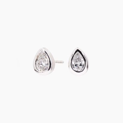 Elixer pear-cut white diamond stud earrings