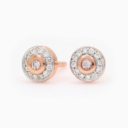 Primrose Argyle light pink champagne diamond halo stud earrings