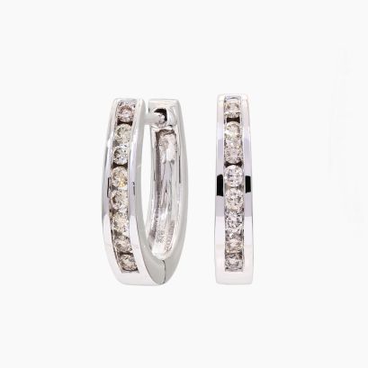 Peyton champagne diamond huggie earrings