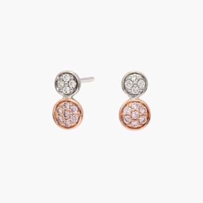 Etna Argyle light pink champagne and white diamond cluster stud earrings