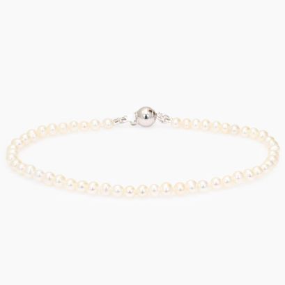 Sandi oval freshwater white pearl strand bracelet