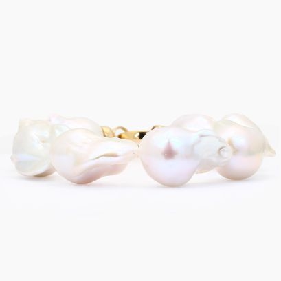 Isara baroque white freshwater pearl strand bracelet