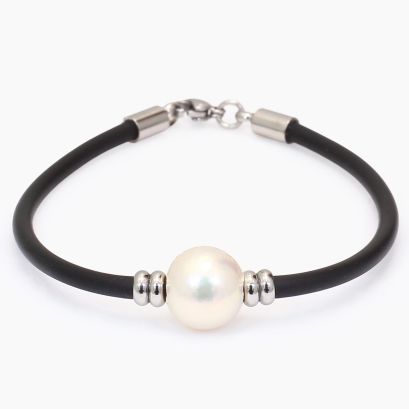 Kai white freshwater pearl neoprene bracelet