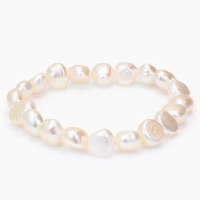 Calypso white pearl baroque strand bracelet