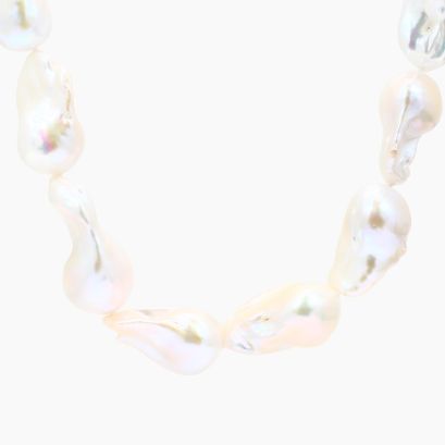 Isara baroque white freshwater pearl strand necklace
