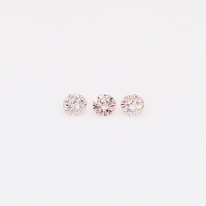 0.075 Total carat trio of round-cut FLP Argyle pink diamonds