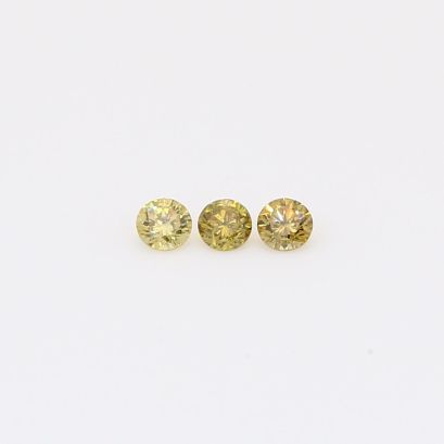 0.105 Total carat trio of round-cut fancy green diamonds